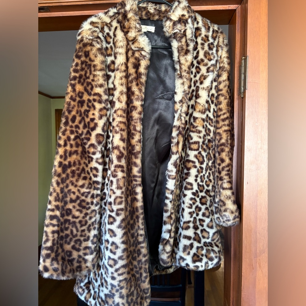 Lovestitch Leopard Print Faux Fur Jacket